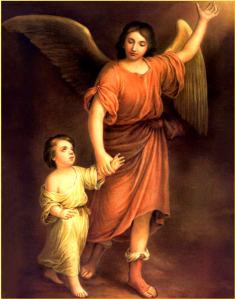 Angel-Guardian Angel walking with child