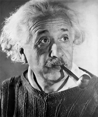 Einstein with pipe