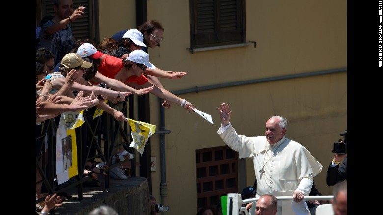 Pope Francis speaks during the feast-day Mass while on a one-day trip to the Calabrian region of Italy in June 2014. The Pope spoke out against the Mafia's "adoration of evil and contempt for the common good," and declared that "mafiosi are excommunicated, not in communion with God."